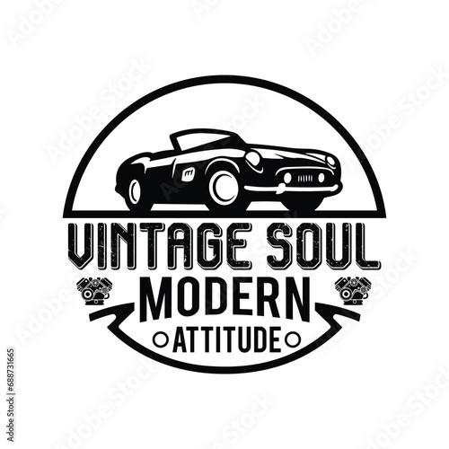 Vantage car t-shirt design  Classic car poster with typography.