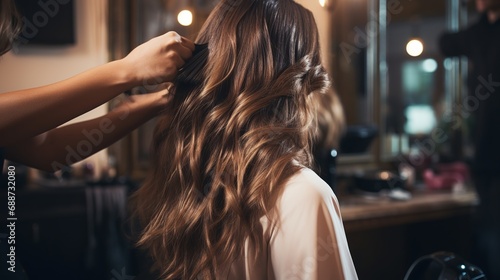 A beauty salon has a hairdresser who cuts clients' hair.