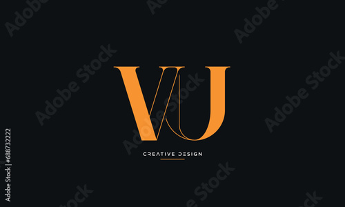 Alphabet letters VU or UV logo monogram