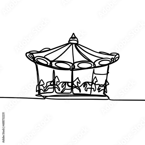 Horse carousel one line drawing 