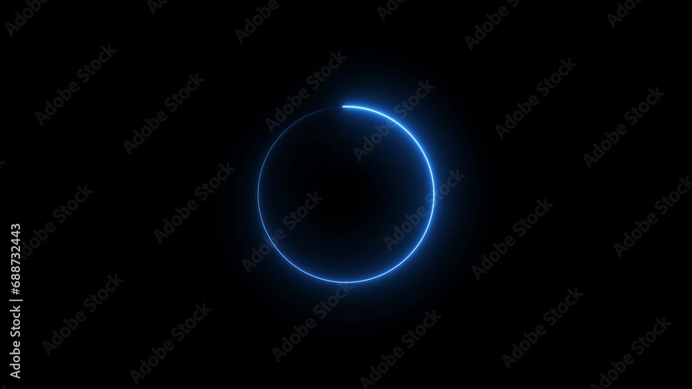 Neon lights circle in motion Seamless VJ loop animation black background. Blue color circle.e_1624 Neon lights circle in motion Seamless VJ loop animation black background. Blue color circle.e_1624