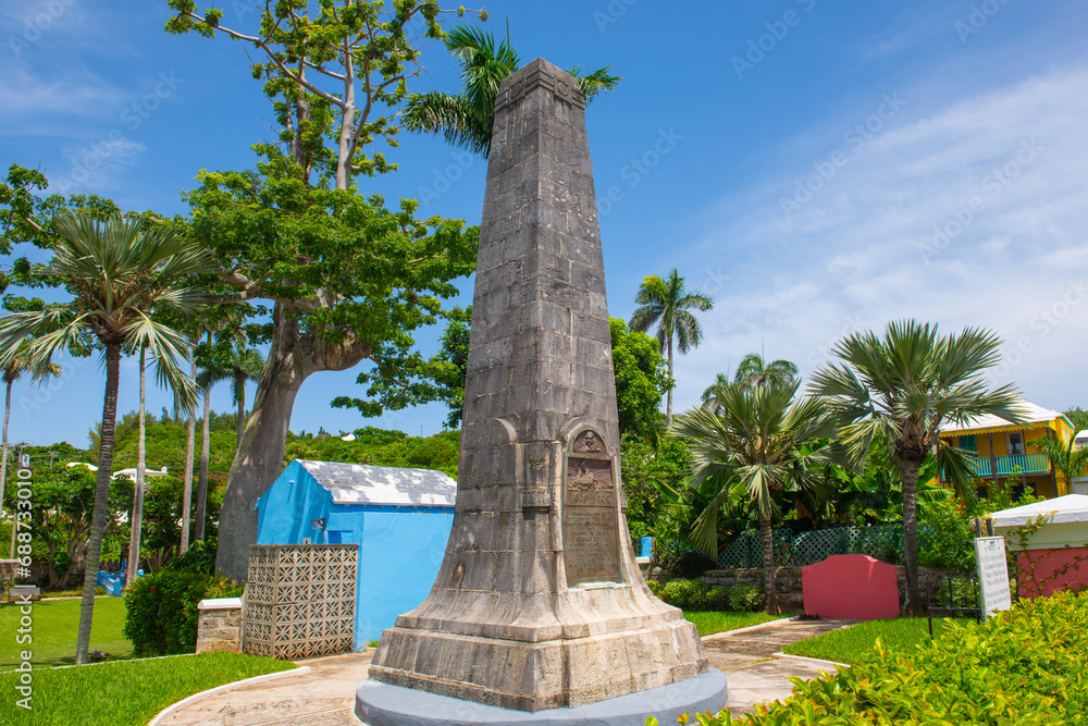Sir George Somers Memorial at Somers Garden in town center of St. George's in Bermuda. Historic Town of St. George is a World Heritage Site since 2000. Sir George Somers Memorial at Somers Garden in town center of St. George's in Bermuda. Historic Town of St. George is a World Heritage Site since 2000.