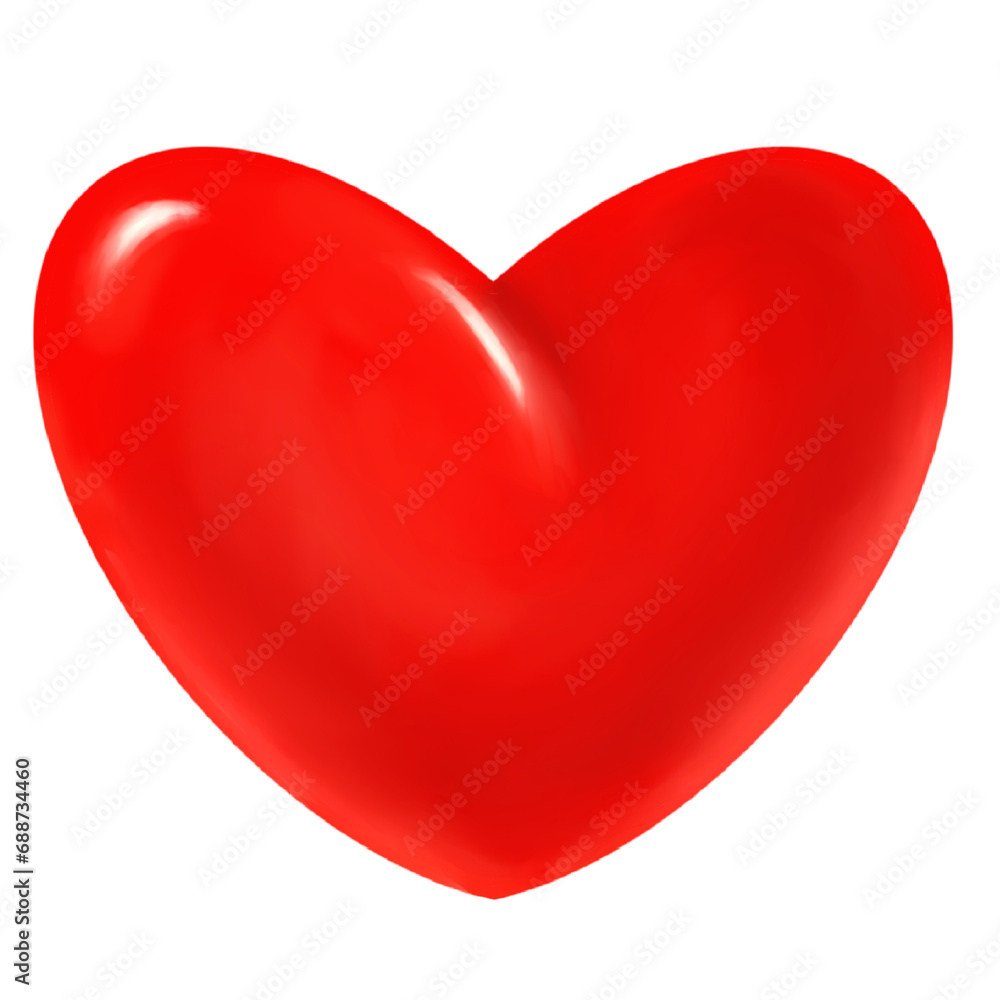 Red heart, close-up, 3D effect, isolated, white background. Red heart, close-up, 3D effect, isolated, white background.