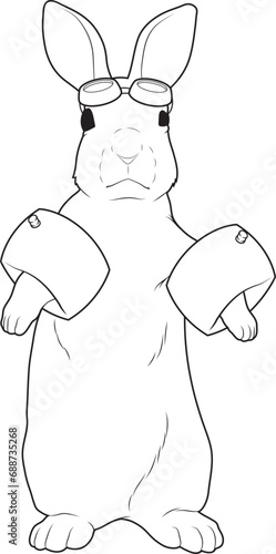 Rabbit Swimming Water wings Animal Vector Graphic Art Illustration
