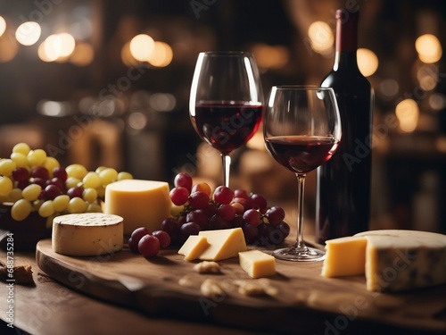 wine and cheese at restaurant