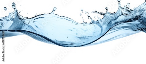 Closeup of blue water splash isolated on white background.