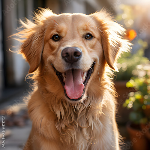 Golden retriever friendly and playful. Generative AI