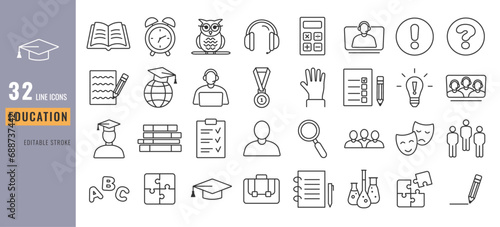 Education Icon Set. E-learning