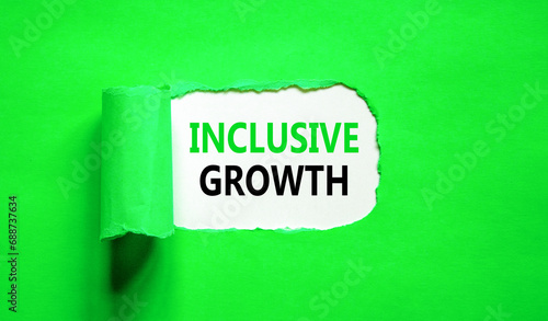 Inclusive growth symbol. Concept words Inclusive growth on beautiful white paper. Beautiful green paper background. Business inclusive growth concept. Copy space.