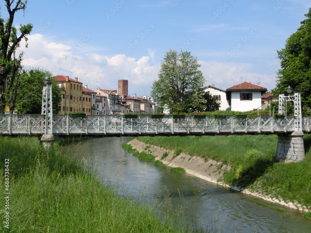 bridge in iron over the River Bacchiglione in Vicenza City in Northern Italy