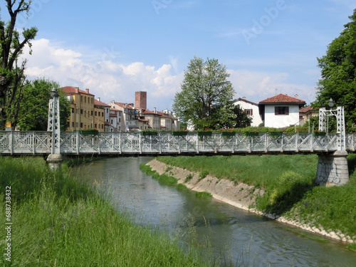 bridge in iron over the River Bacchiglione in Vicenza City in Northern Italy © ChiccoDodiFC