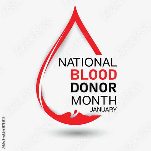 National Blood Donor Month design with a blood drop logo. Vector illustration