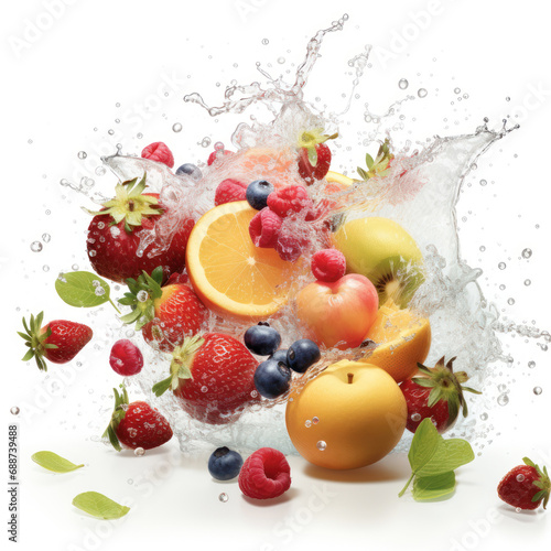 Water splash on fresh fruits bunch