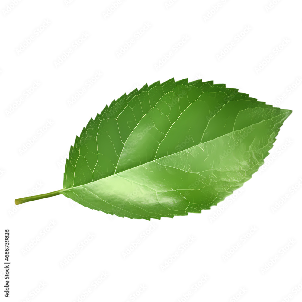 Obraz premium Green apple leaf isolated on transparent background