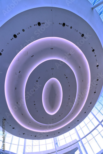 Purple oval patterns in 3d doughnut shape