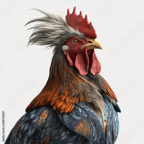 A Chicken wearing clothes like a Boss NFT Art Generative AI photo