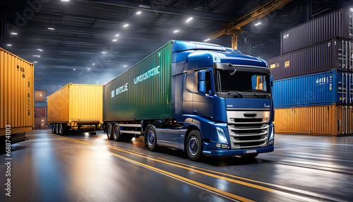 Logistics and cargo transportation, Comprehensive warehouse and transport services. Network distribution of container cargo, smart logistics and the future of transport in the global network