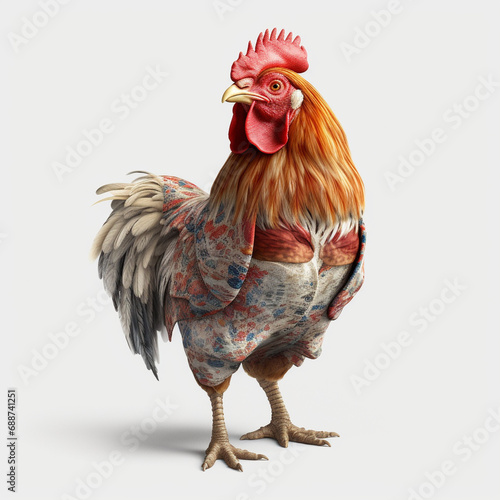 A Chicken wearing clothes like a Boss NFT Art Generative AI photo