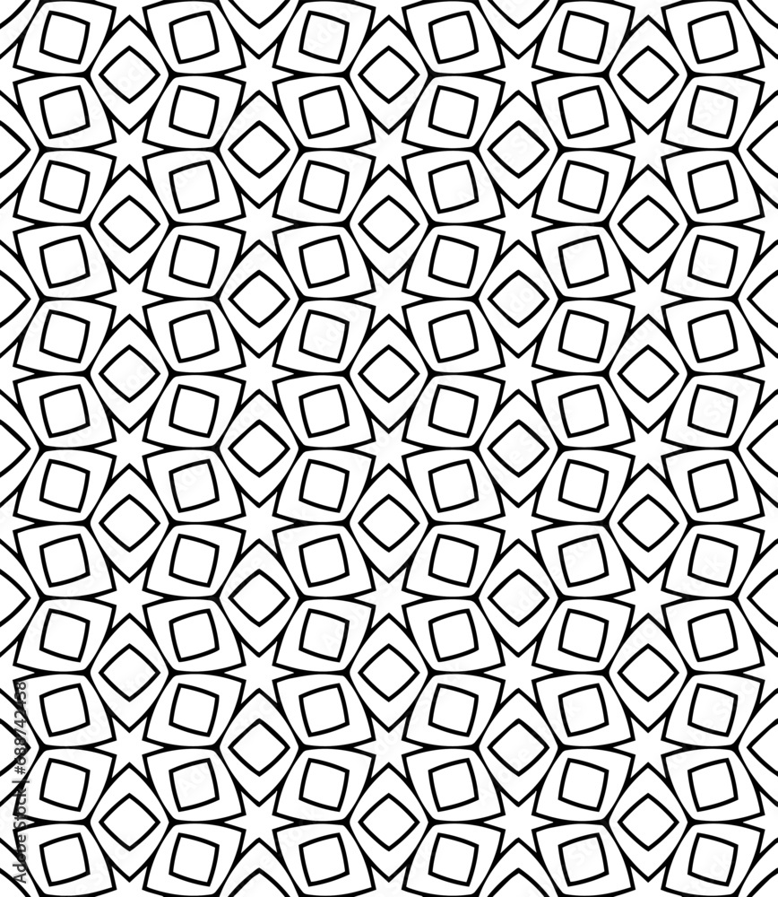 Black and white seamless abstract pattern. Background and backdrop. Grayscale ornamental design. Mosaic ornaments. Vector graphic illustration. EPS10. Black and white seamless abstract pattern. Background and backdrop. Grayscale ornamental design. Mosaic ornaments. Vector graphic illustration. EPS10.