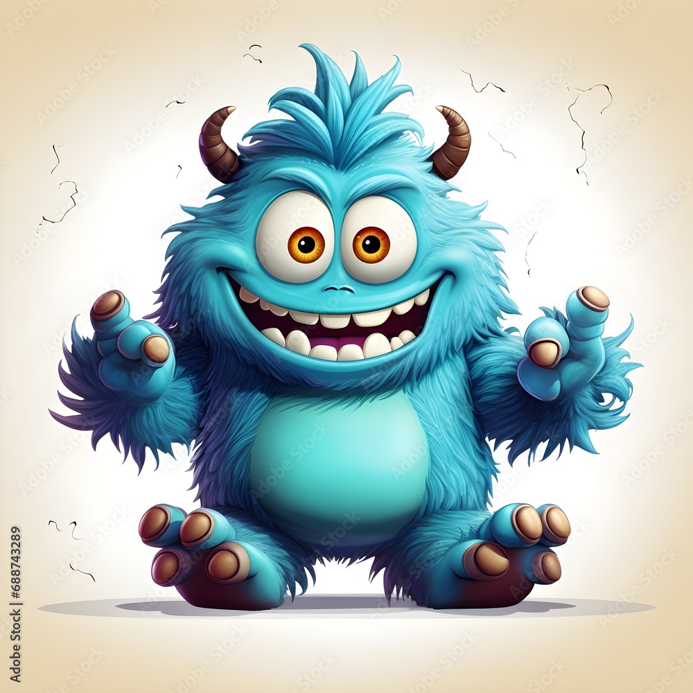 Blue Small Monster with Horns