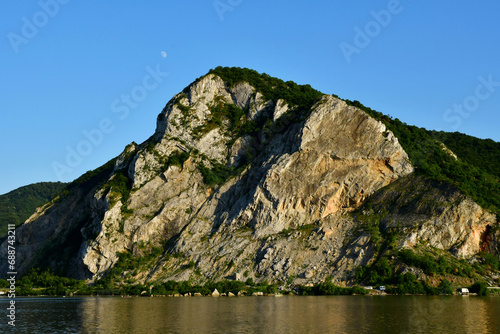 Carpathian mountains, Serbia - june 29 2023 : riverside near Golubac fort
