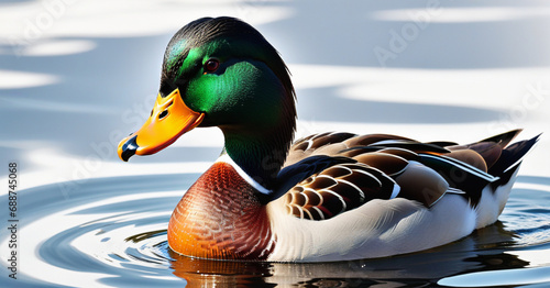 beautiful duck swimming