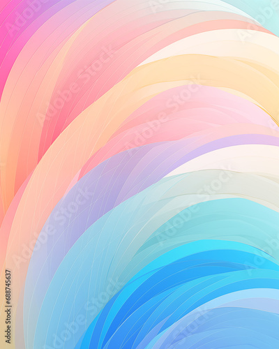 Abstract Digital Curves Background, Vibrant Color Minimalist Wallpaper Art, Colorful Digital Paintstrokes For Product Display, Backdrop