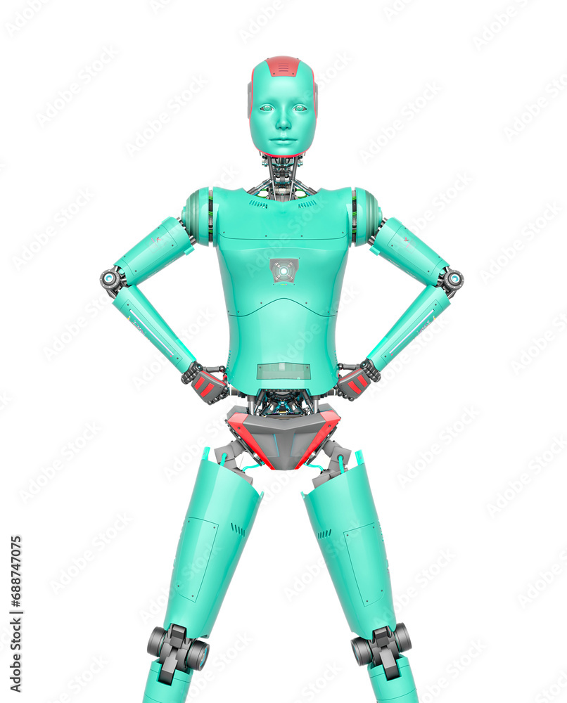 female cyborg is doing a super pose female cyborg is doing a super pose