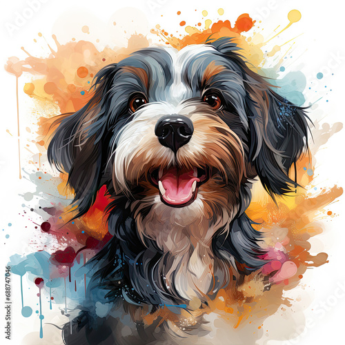 watercolor Havanese clipart, Generative Ai