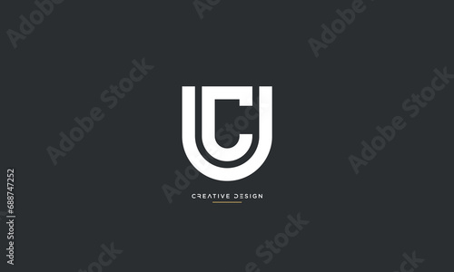 UC or CU Alphabet letters icon logo