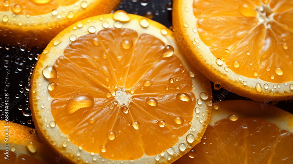 of an orange in water drops of an orange in water drops