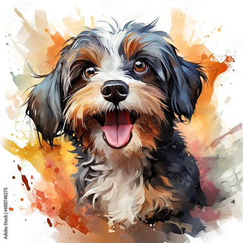 watercolor Havanese clipart, Generative Ai