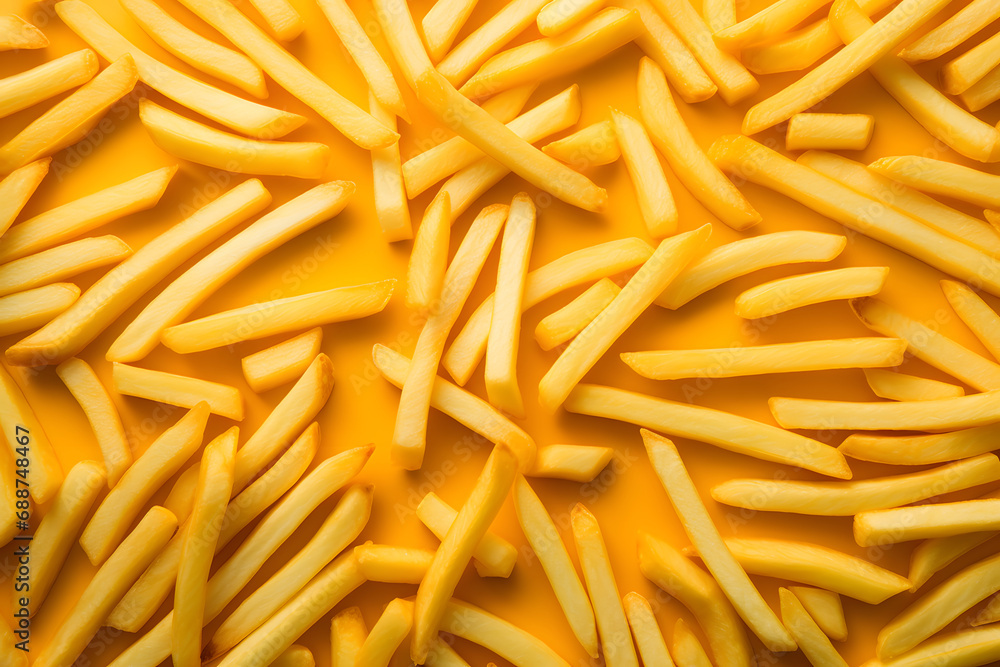 fries on pastel yellow background fries on pastel yellow background