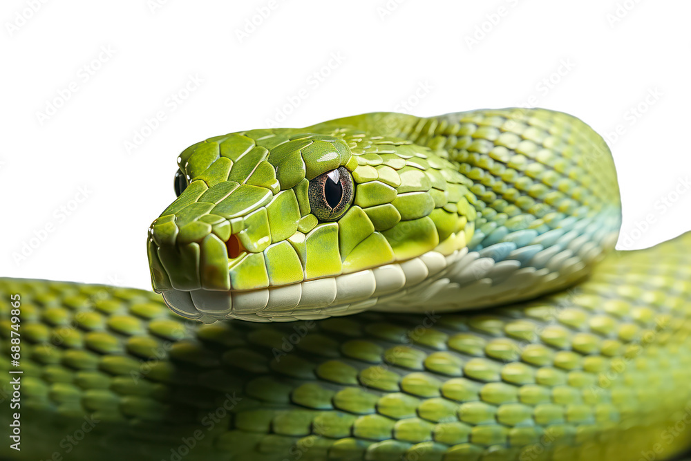 Fototapeta premium Giftschlange Grüne Mamba, Freigestellt vor transparentem Hintergrund, Generative AI