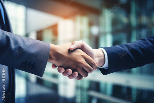Handshake between two business men in suits