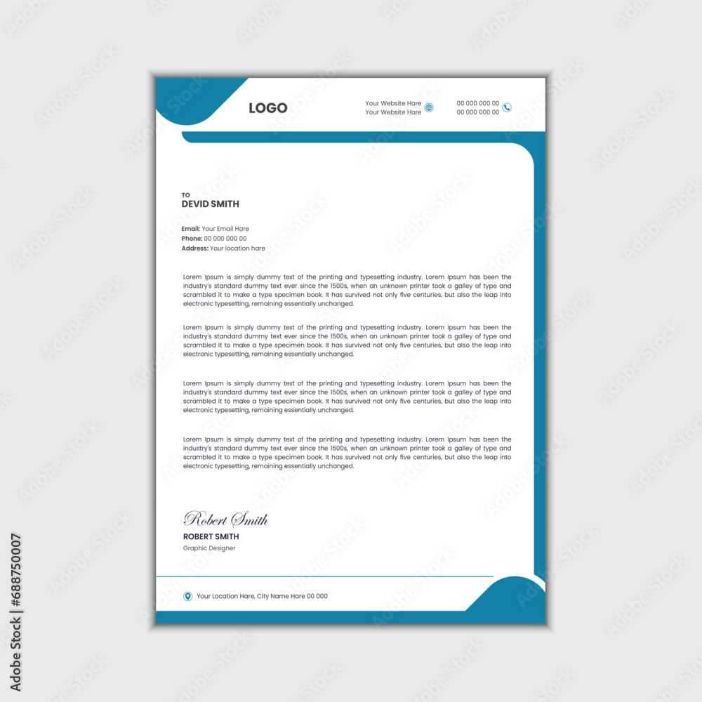 Business letterhead template design, simple layout Business letterhead template design, simple layout
