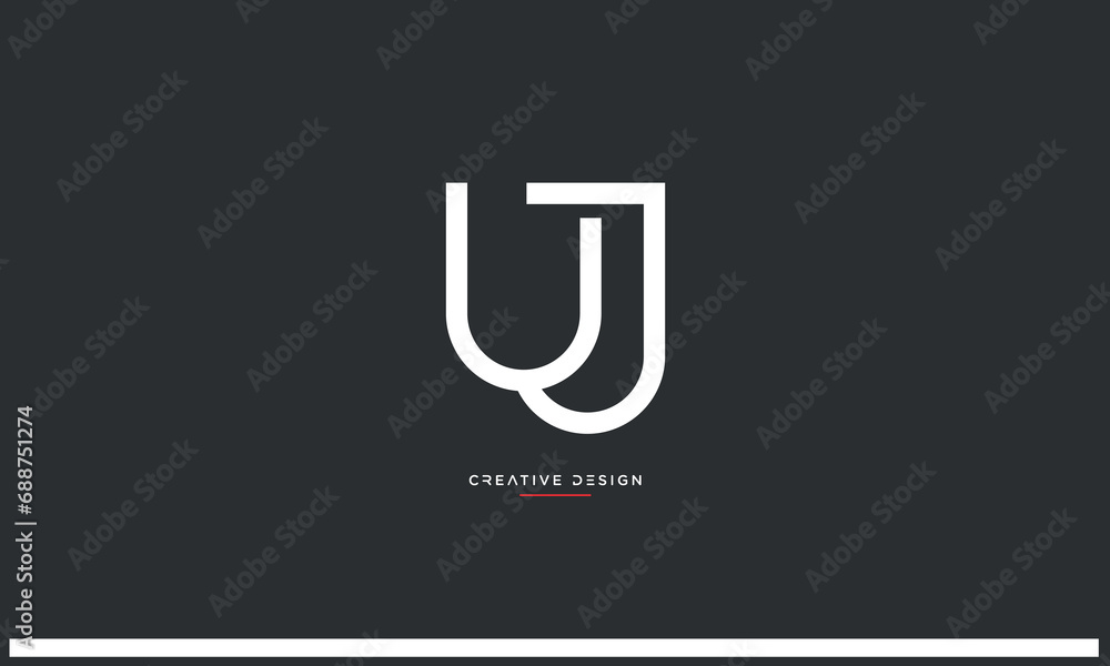 Alphabet letetrs UJ or JU logo monogram