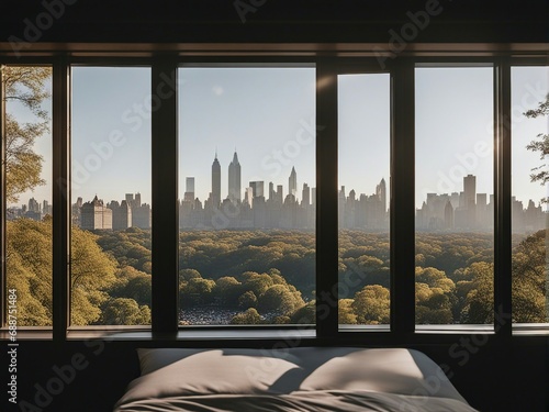 view of central park from inside the room 