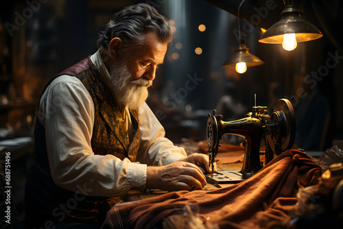 Wallpaper Mural Working on a vintage sewing machine. Torontodigital.ca