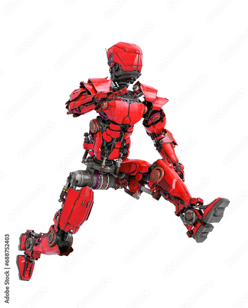 robot soldier is jumping robot soldier is jumping