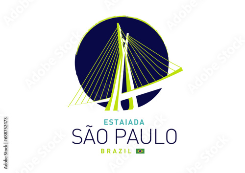 Cidade São de Paulo Ponte Otávio Frias Ponte Estaiada Construção Arquitetura Monumento Ponto Turístico City Bridge Stay bridge Construction Architecture Brazil Logo Congress Tourist Circle Sky