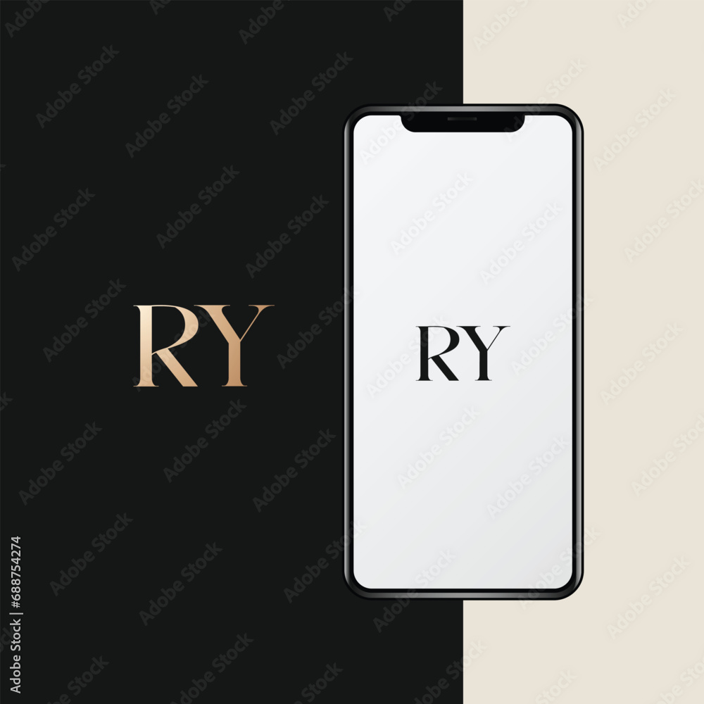 RY logo design vector image - obrazy, fototapety, plakaty 