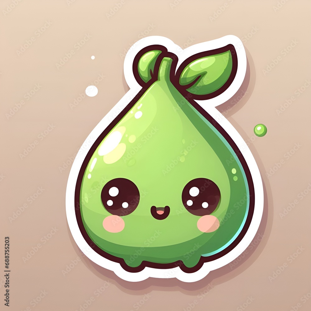 custom made wallpaper toronto digitalCute stickers, cartoon style, 2D, detailed illustration of green peas.