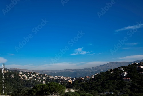 view at the Sannine mountain range in the Lebanon El Metn area photo