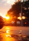 Serene Sunset with a Basketball on the Ground Generative AI