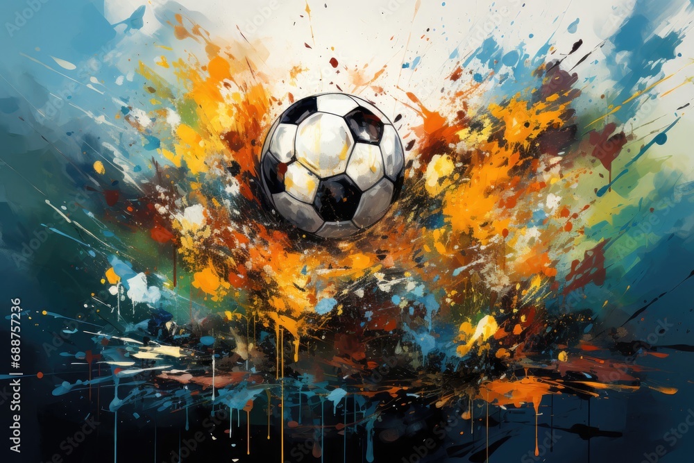 Fototapeta premium Dynamic Soccer Ball Soaring Through the Air Generative AI