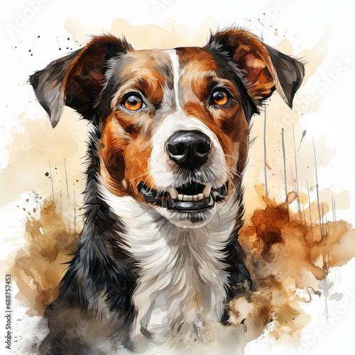 watercolor Jack Russell Terrier clipart, Generative Ai © moondesigner