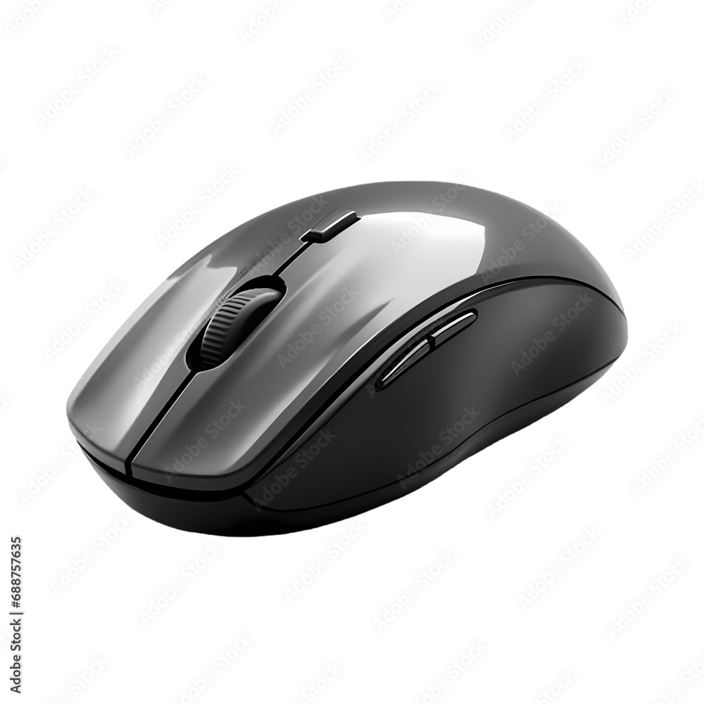 Black wireless computer mouse isolated on transparent background Black wireless computer mouse isolated on transparent background