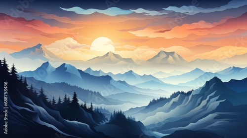 Mountains with vibrant gradients, representing energy of the mountain vibe. AI generate