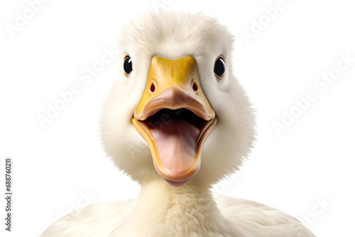 happy duck portrait head isolated on transparent background photo